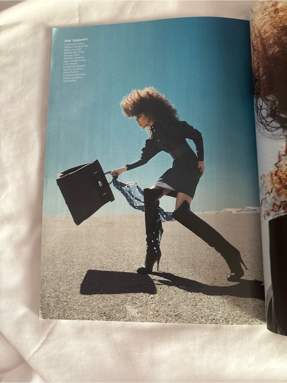 Zendaya for Allure Magazine - Blue & White Cover with Furry Coat - Picture 10 of 16
